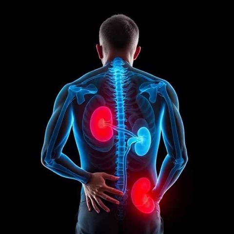 A man's kidney pain after a kidney stone crusher