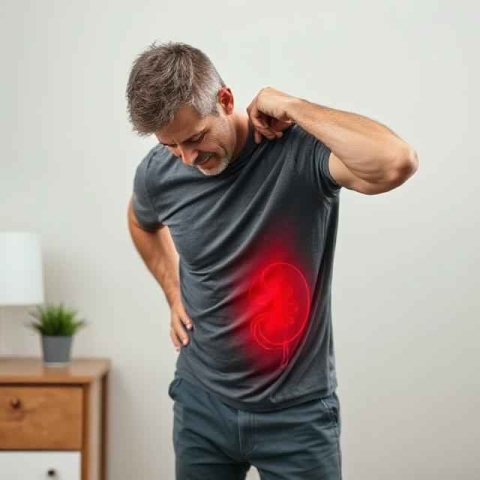 A man's kidney pain after a kidney stone crusher